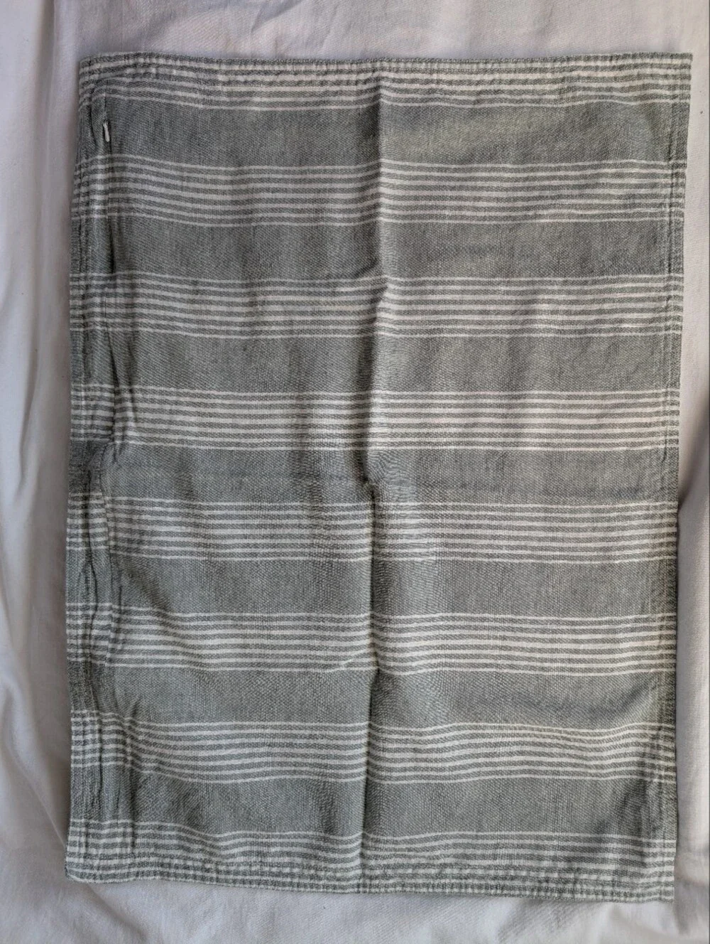 Ralph Lauren Linen Cotton Green White Striped Standard Pillow Covers - 2